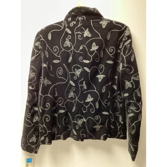 NWT- Fancy Covington Size 16 Black Velour/Velvet Embroidered Blazer Jacket - Picture 3 of 12